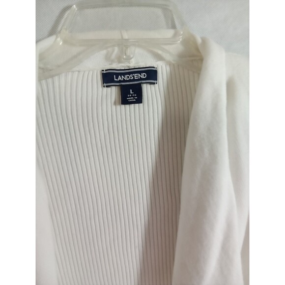 Lands End Women Large Open Front Cardigan White - Picture 8 of 11